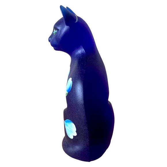 🔹VINTAGE Fenton Art Glass, Stylized Cat Figurine, Cobalt Blue 🔹 - Picture 4 of 11